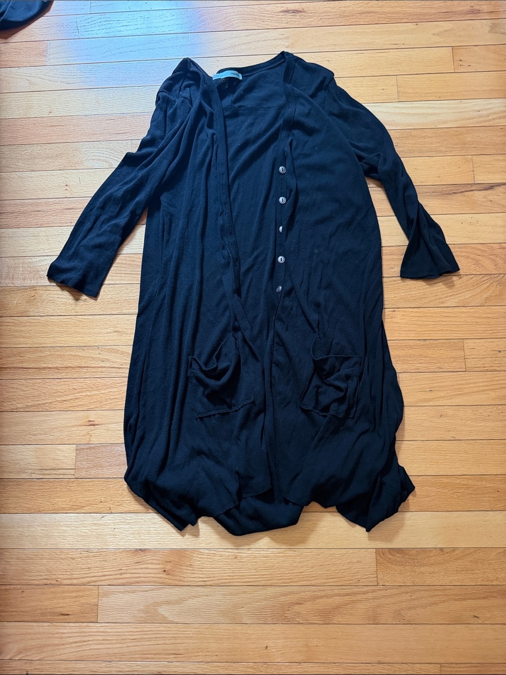 Maurices Black Long Cardigan with Front Buttons